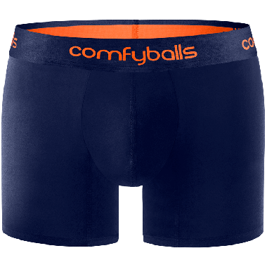 Comfyballs Underwear, Cotton Navy Tangerine Long Boxershort