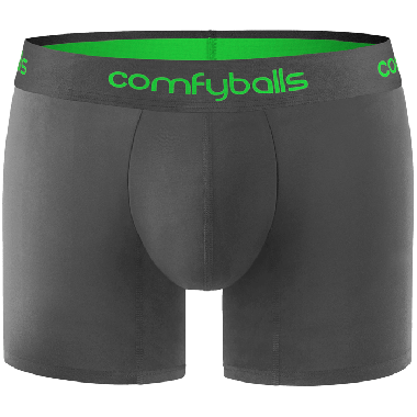 Comfyballs sportswear. Underwear voor wedstrijden en topsport. Comfyballs Performance Charcoal Viper Green Long Boxershort